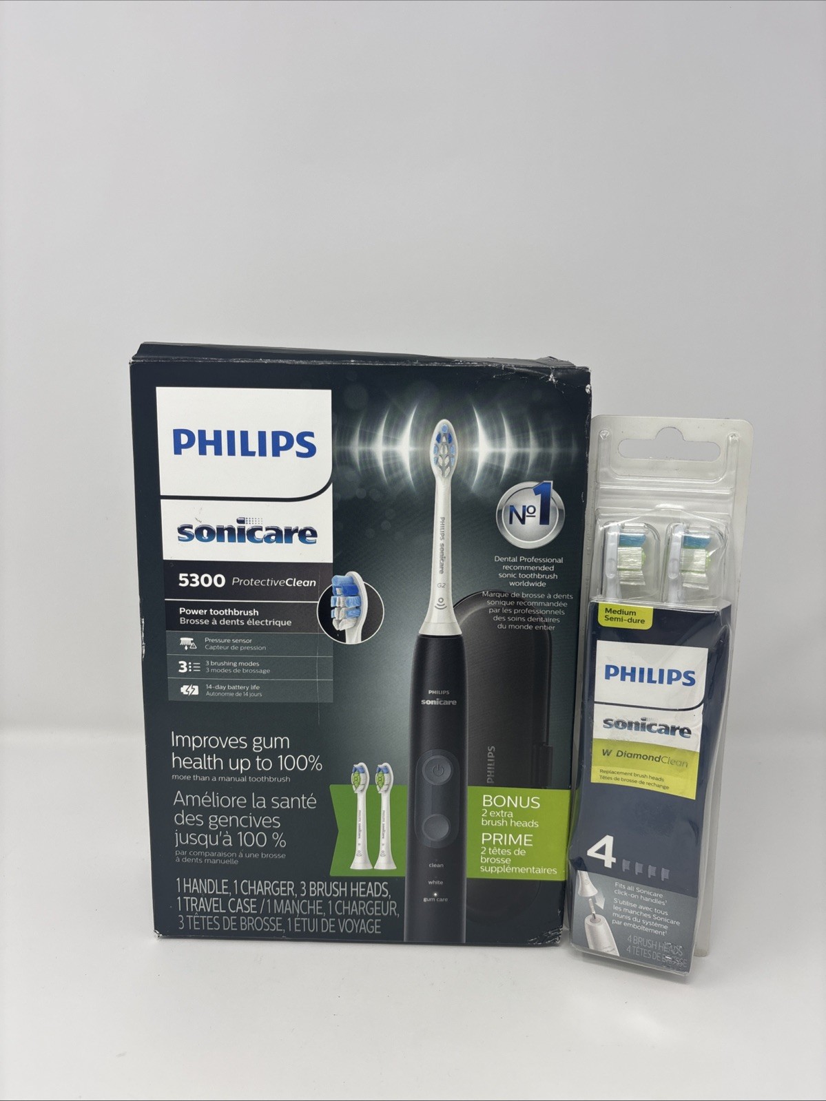 Philips Sonicare 5300 Deluxe Electric Toothbrush, Black + Free Extra 4refills