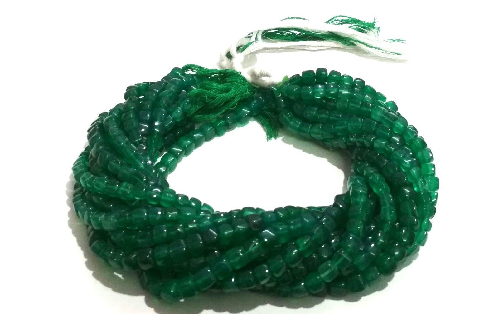 1 Strand Natural Green Onyx 3D Cube Box Smooth 6-7mm Gemstone Beads 8"inch