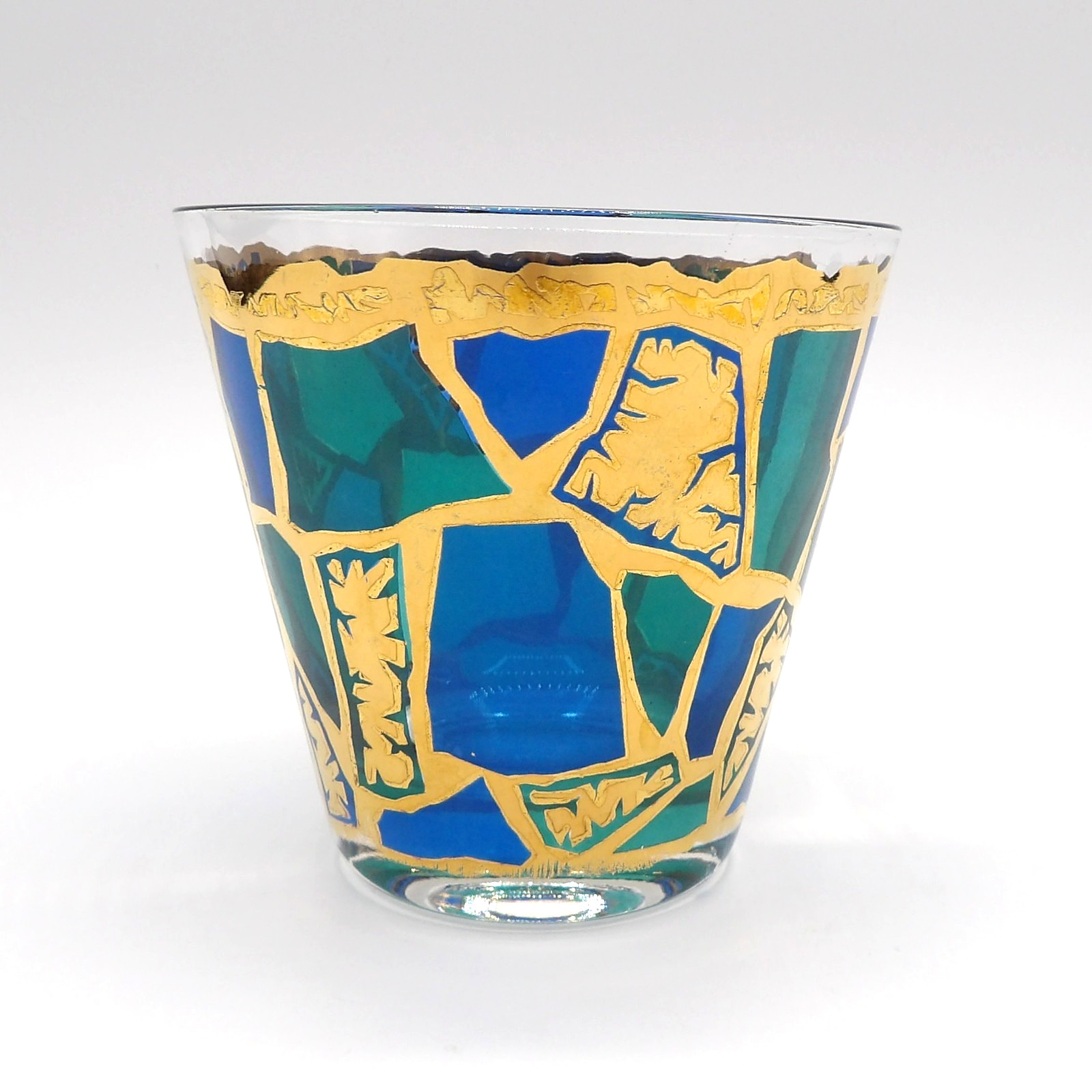 Vintage MCM Old Fashioned Europa by George Briard Gold Blue & Green Mosaic