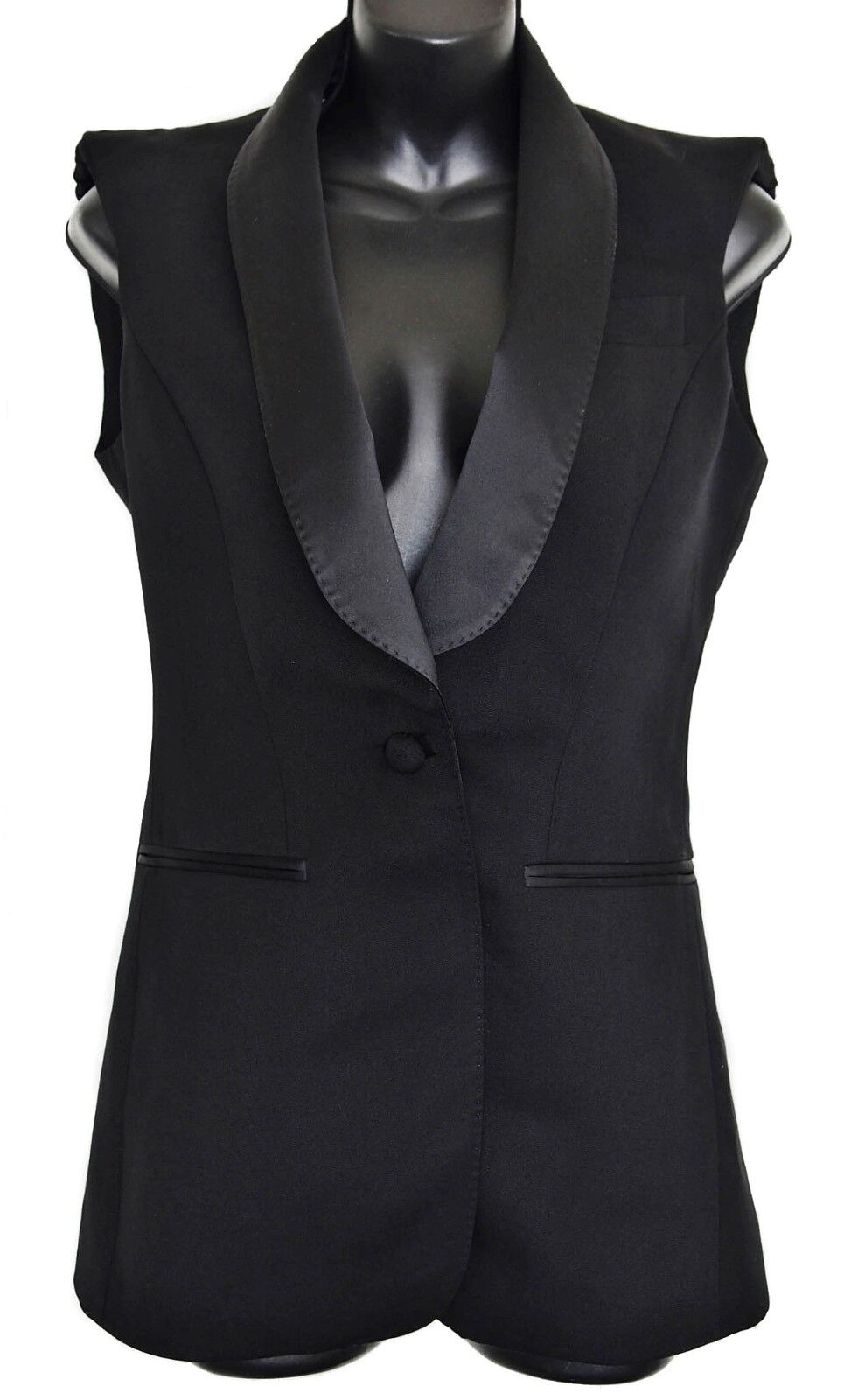 Roberto Cavalli Italy Vintage Sleeveless Vest  Blazer Jacket Black Size 38 US 2