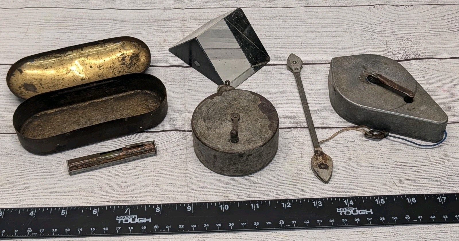 Antique Brass Level & Chalk-line Tools Random Lot False Horizon 