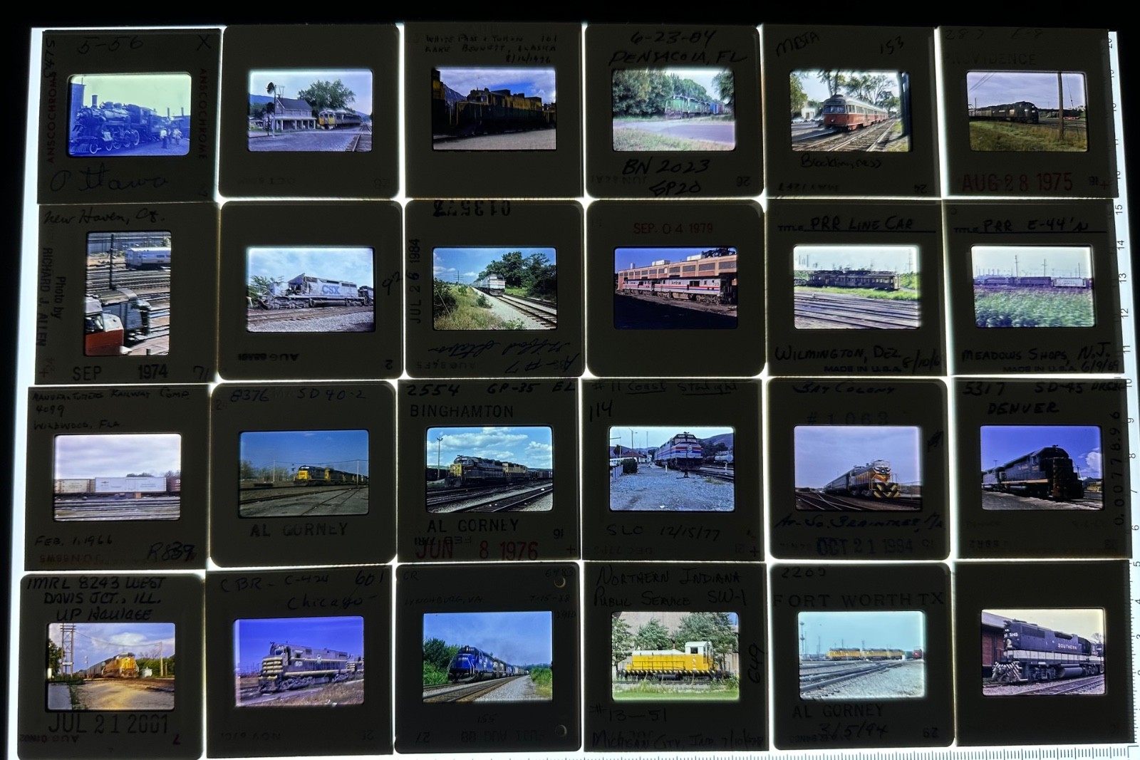 Lot of 24 Vintage Railroad Train Locomotive  Slides Gorney A1