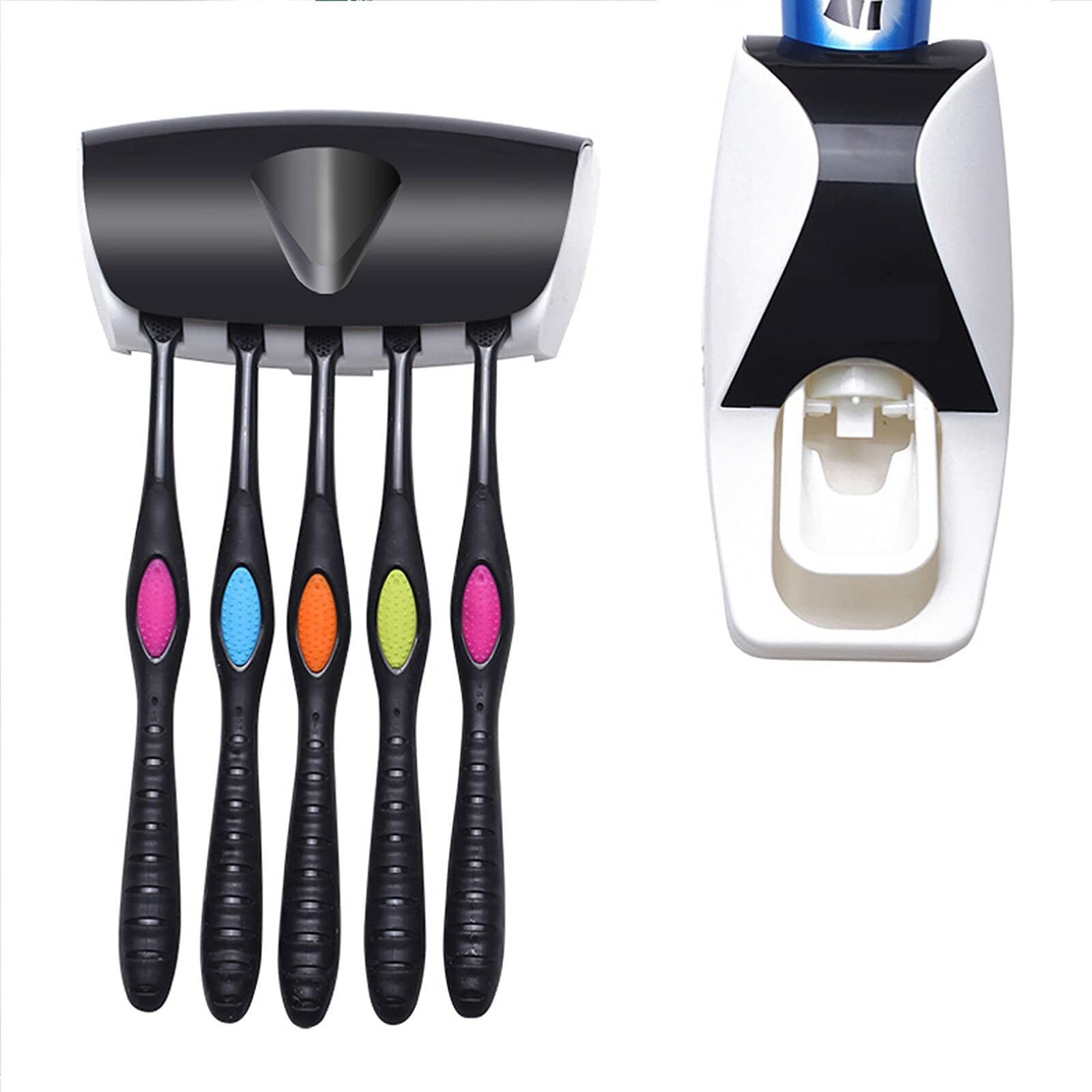 Toothpaste Dispenser, Toothbrush Holder Wall Mounted, Dust-Proof Kids Hands F...