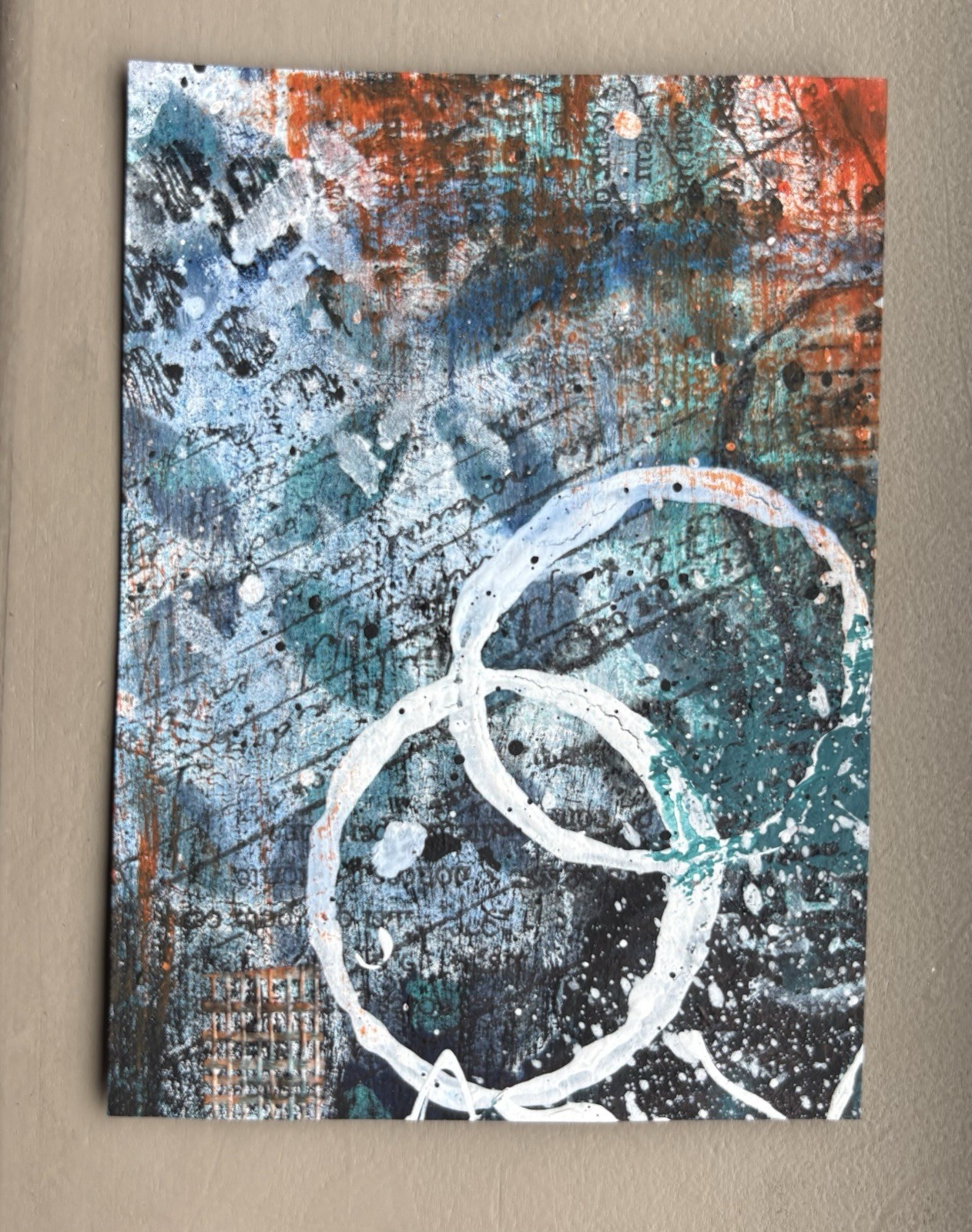 aceo ooak mixed media original abstract painting