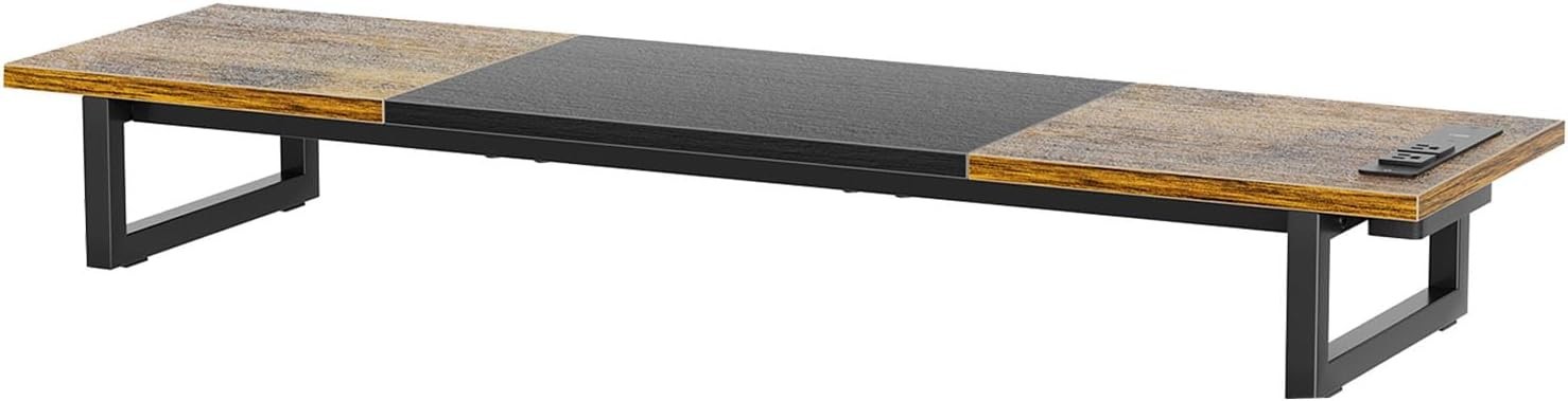 Dual Monitor Stand Riser W/2 USB Charging Ports Desk Organizer Drawer & 2 Pen