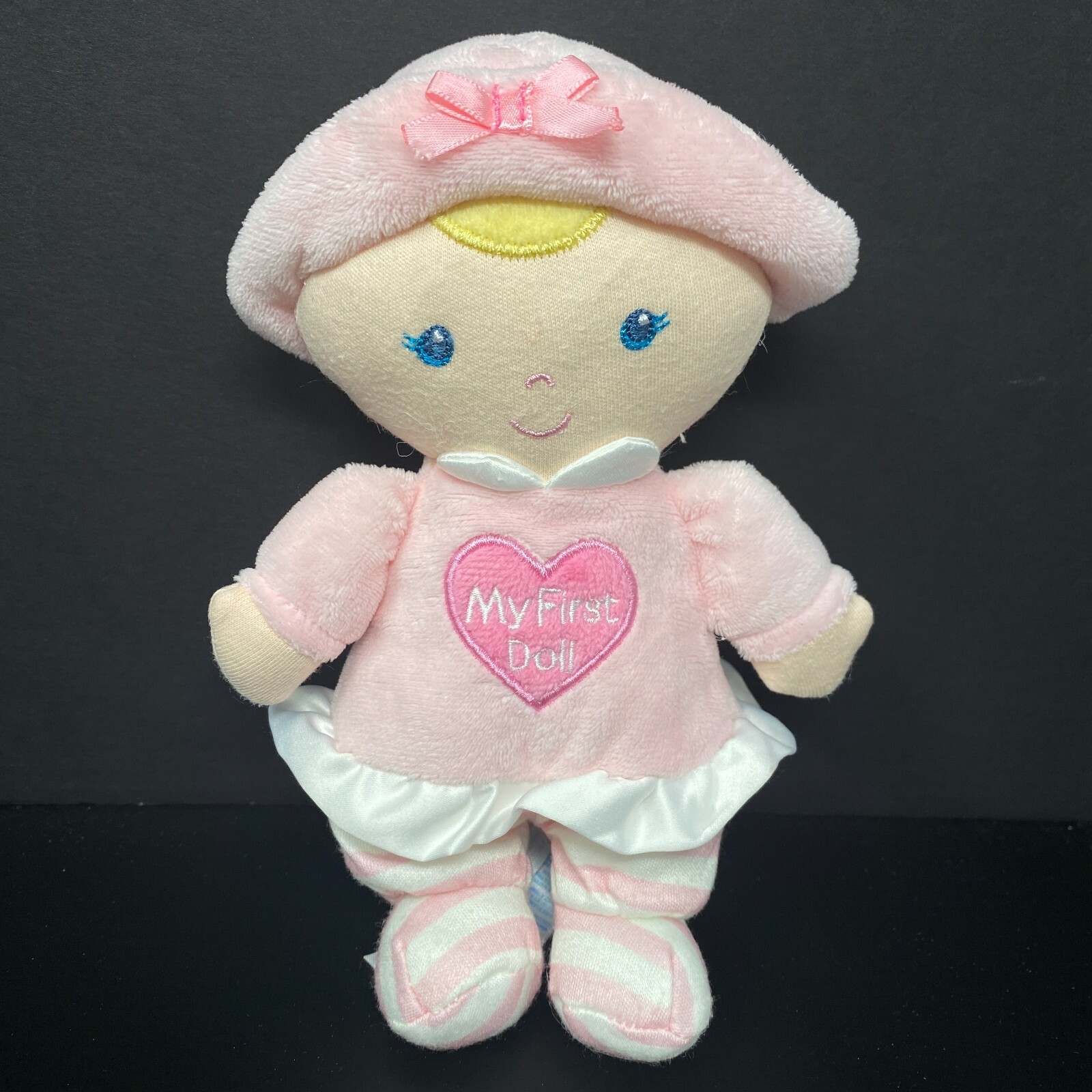 Kids Preferred My First Doll Soft Baby Plush Pink Heart Rattle Blonde Blue Eyes