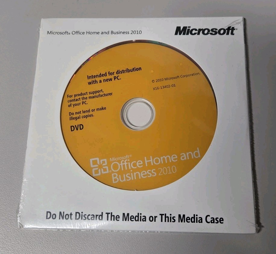 Microsoft Office Home and Business 2010 Retail DVD with Product Key Code *SEALED