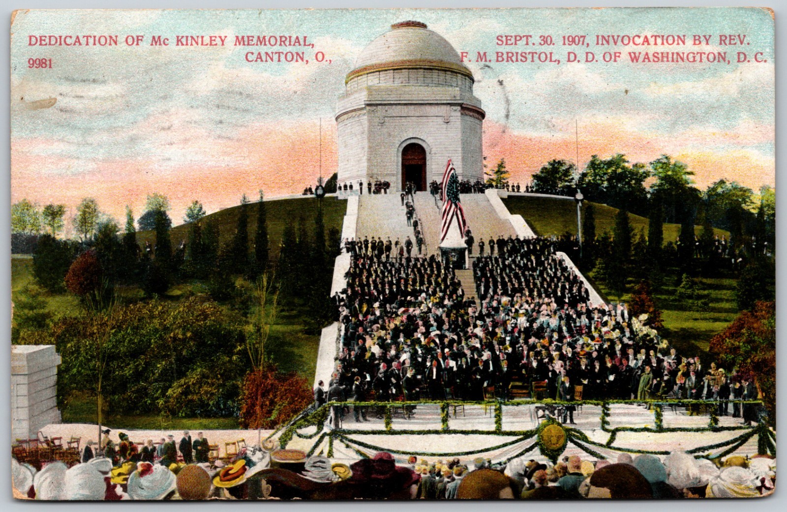 1907 Dedication McKinley Memorial Canton Ohio ANTIQUE Postcard 8991