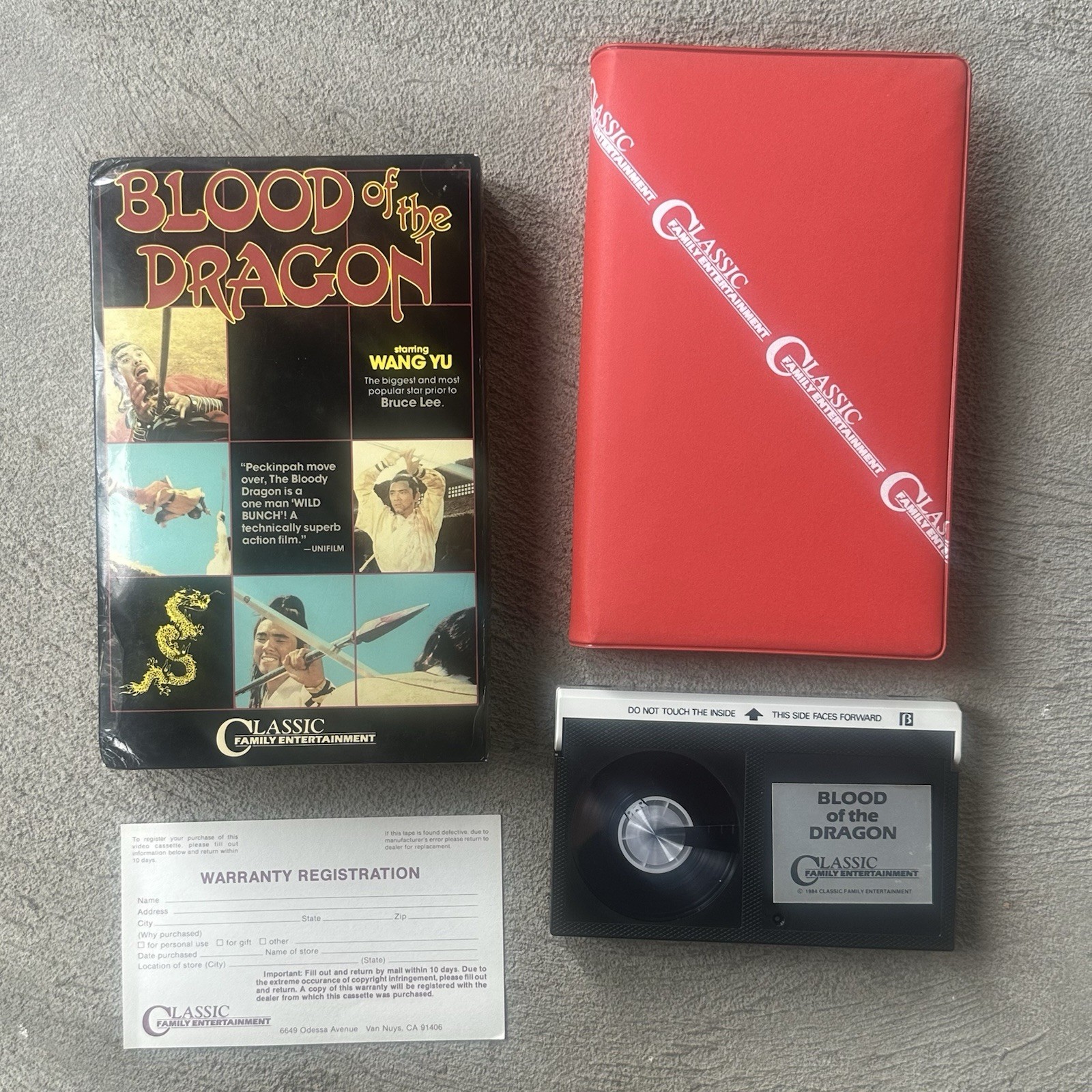 BLOOD OF THE DRAGON Betamax Jimmy Wang Yu Kung Fu Beta Big Box