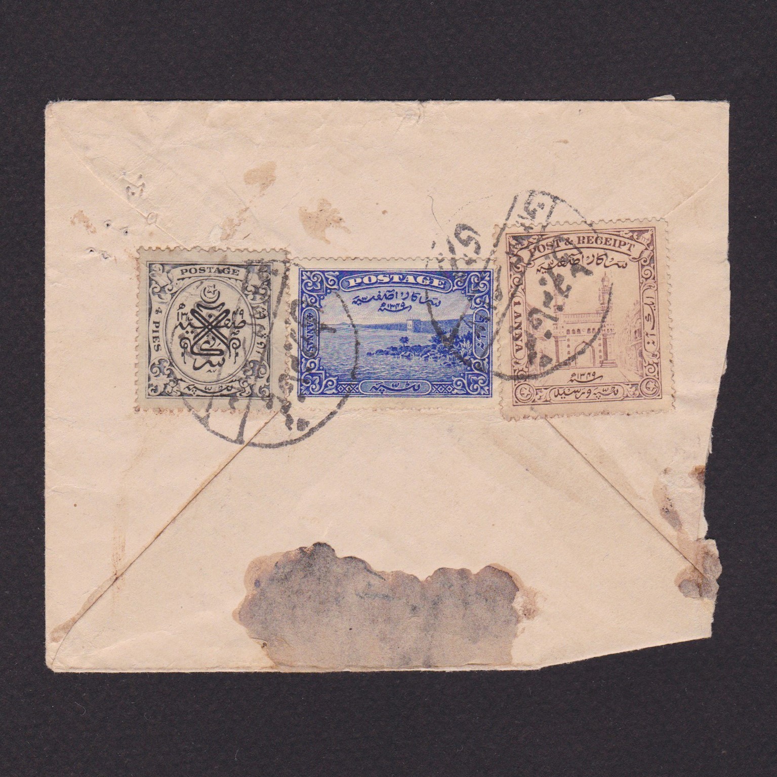 INDIA HYDERABAD, Registered letter with SG# 41, 43, 45