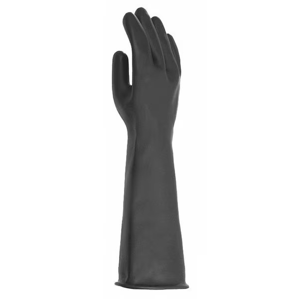 Mapa Chemical Resistant Gloves, Natural Rubber Latex, 18 in L, 40 mil, Black,