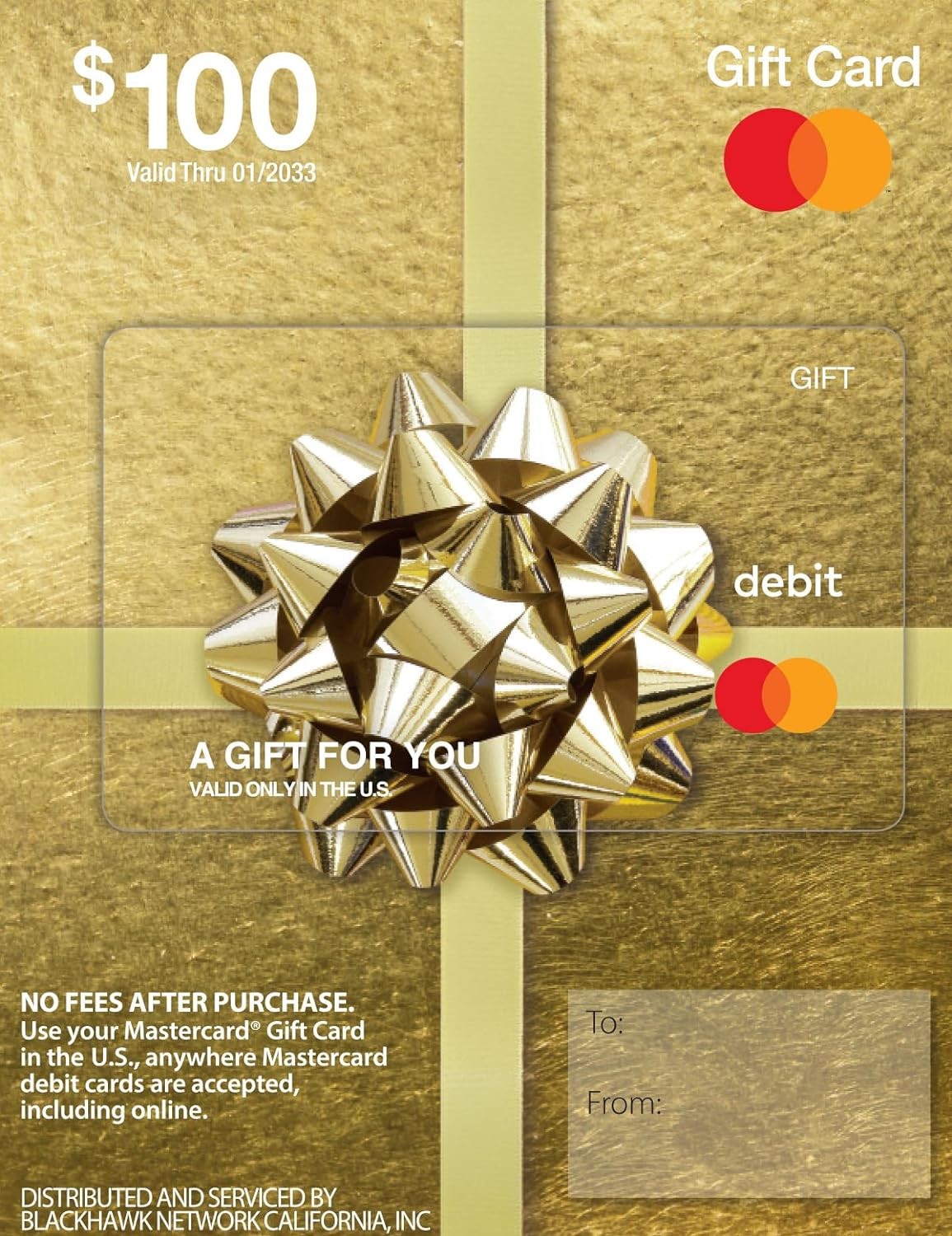$100 Mastercard Gift Card (plus $5.95 Purchase Fee) 