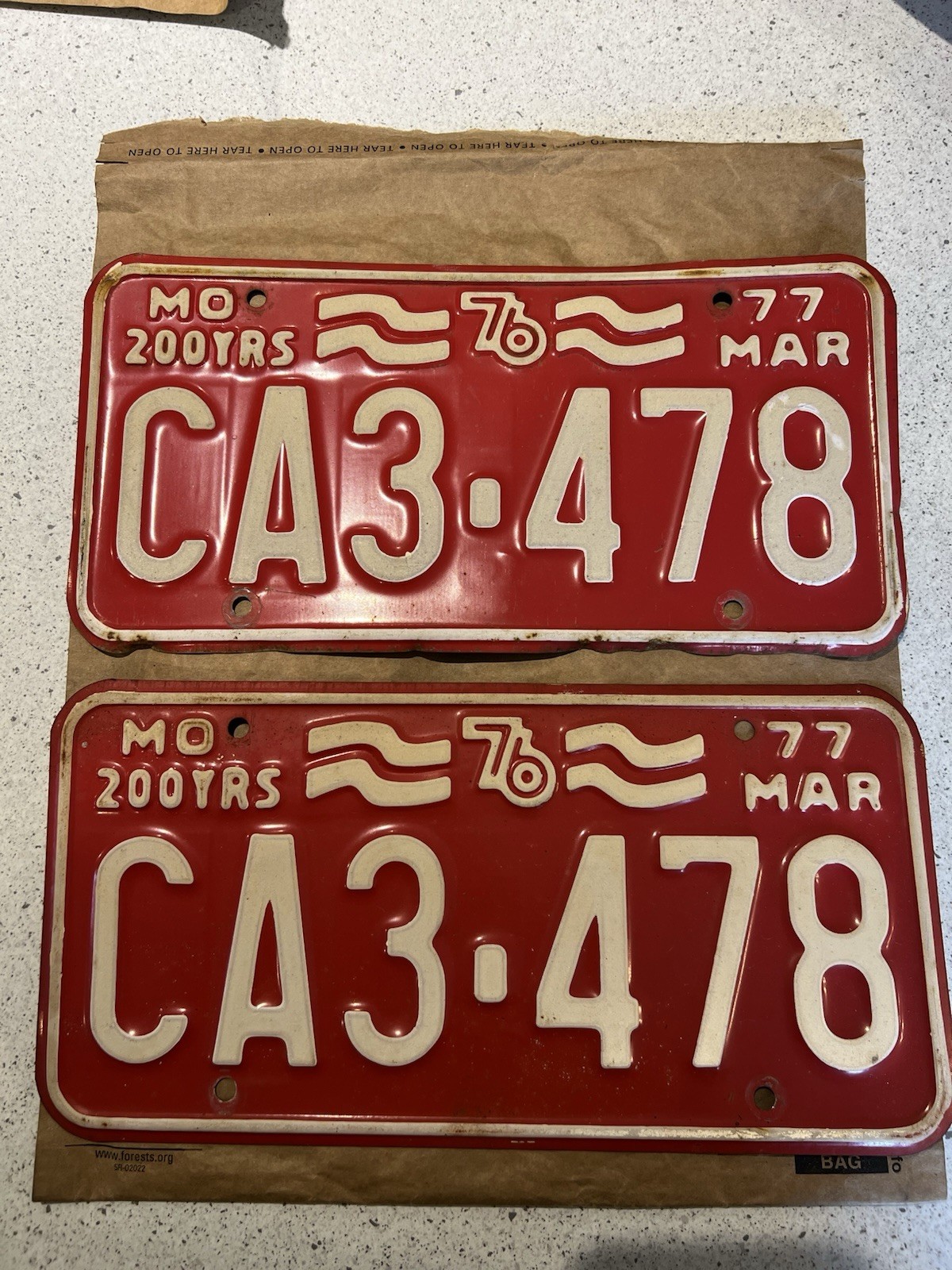 Vintage Missouri License Plate 1977 CA3-478
