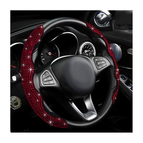 2 PCS Steering Wheel Cover, Segmented Car Wheel Covers with Crystal Red