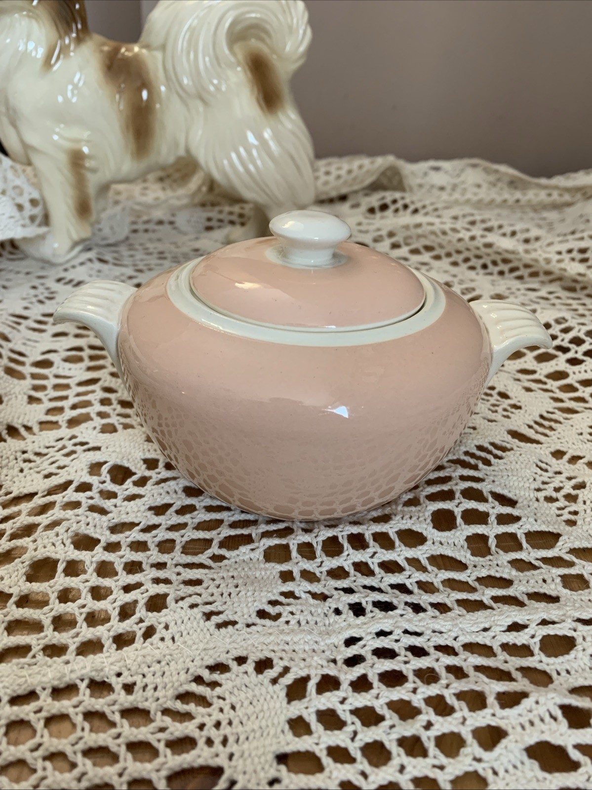 Vintage Poole Pottery Art Deco Pink Jam Jar With Lid