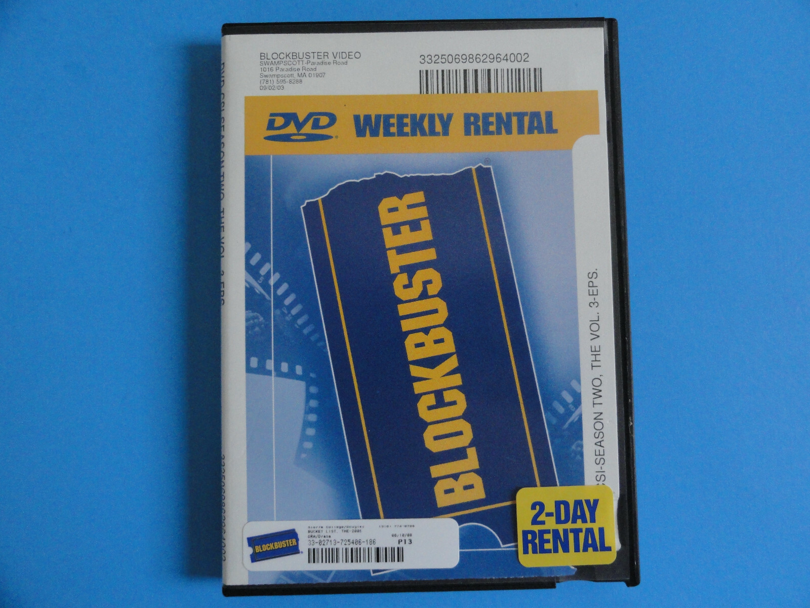 BLOCKBUSTER VIDEO STORE DVD RENTAL CASE - " CSI SEASON TWO VOL 3 "  - NO MOVIE 