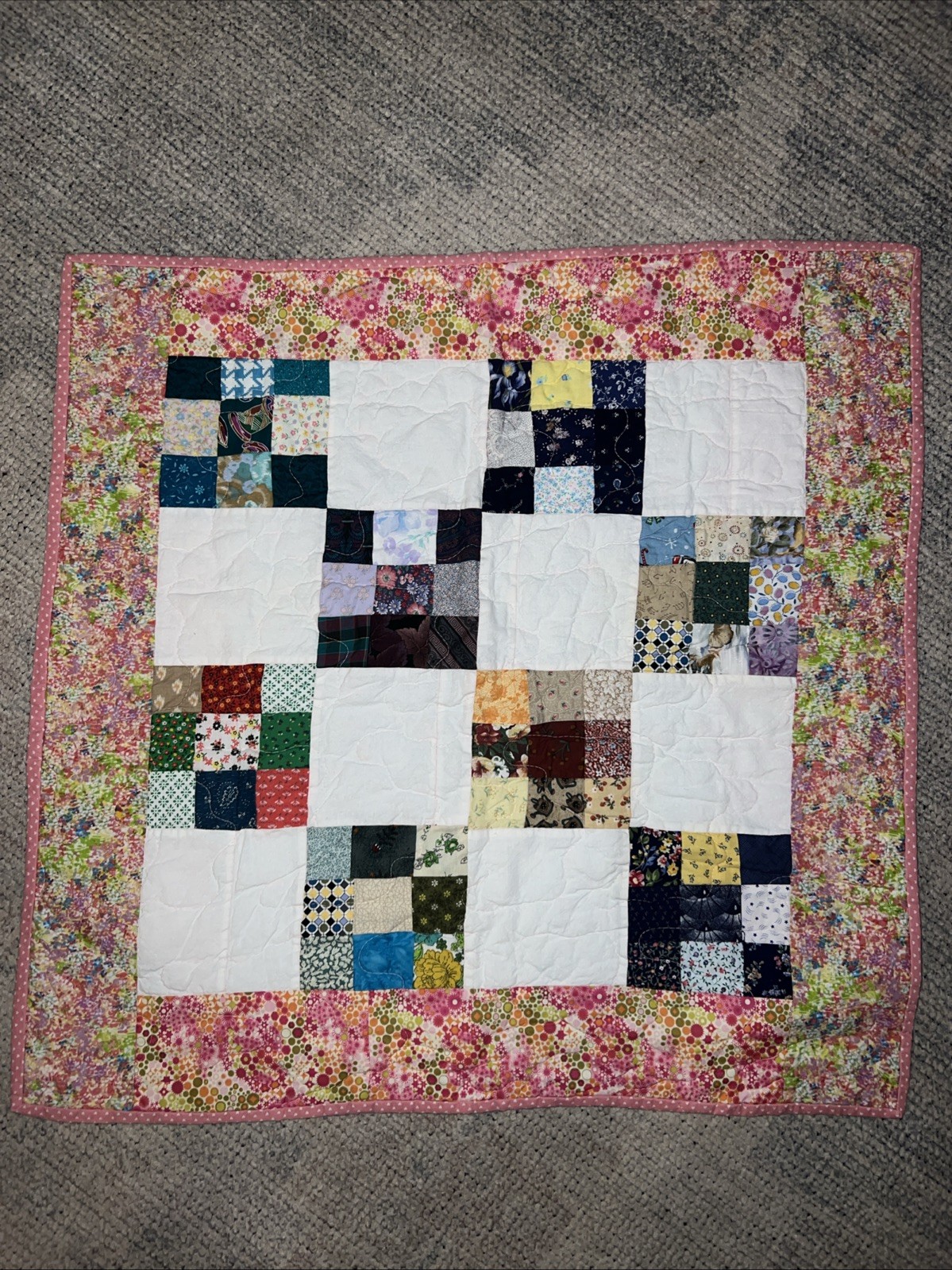 Small Handmade Square Quilt Table Runner Table Topper  29.5”x29.5”