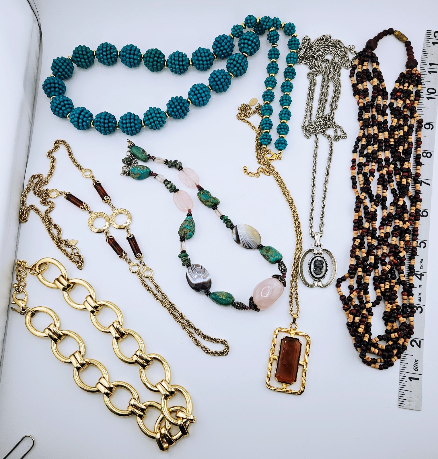 Vintage to Modern Necklace Lot 8pc - Statement, Stone, Agate, Mixed Metals