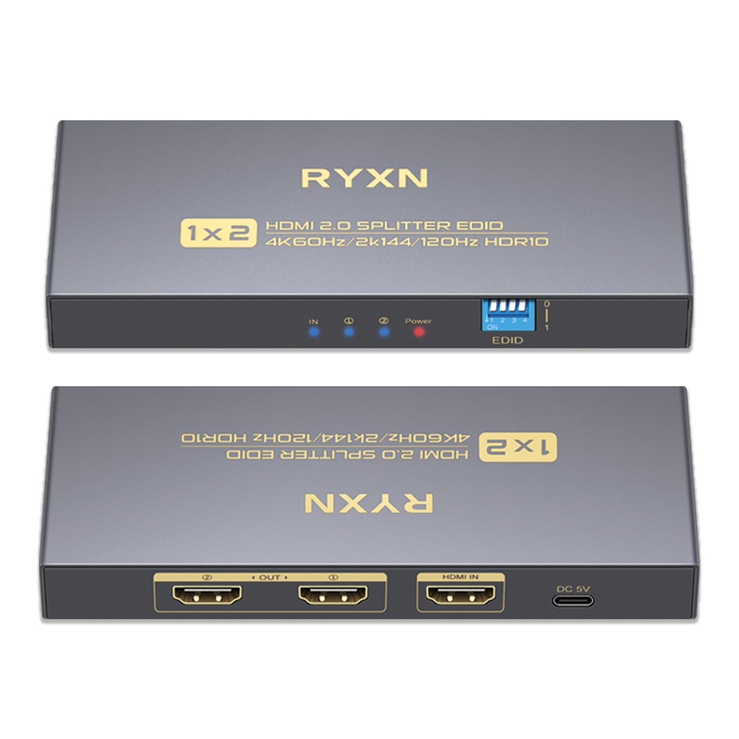 4K HDMI Splitter 1 in 2 Out 60Hz, 1x2 HDMI 2.0 Splitter Supports 4K@60Hz 4:4:...