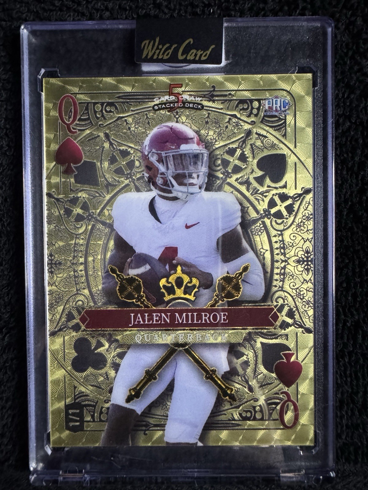 2025 Wild Card 5 Card Draw - Jalen Milroe - Gold Vinyl Queen Of Spades - 1/1 RC