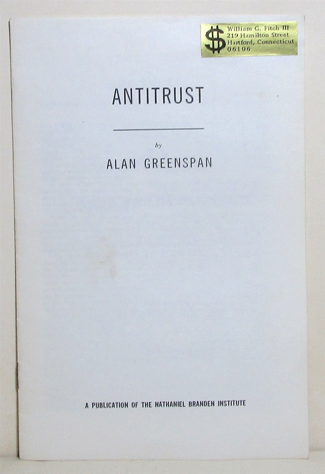 Alan Greenspan, Antitrust, 1962 pamphlet