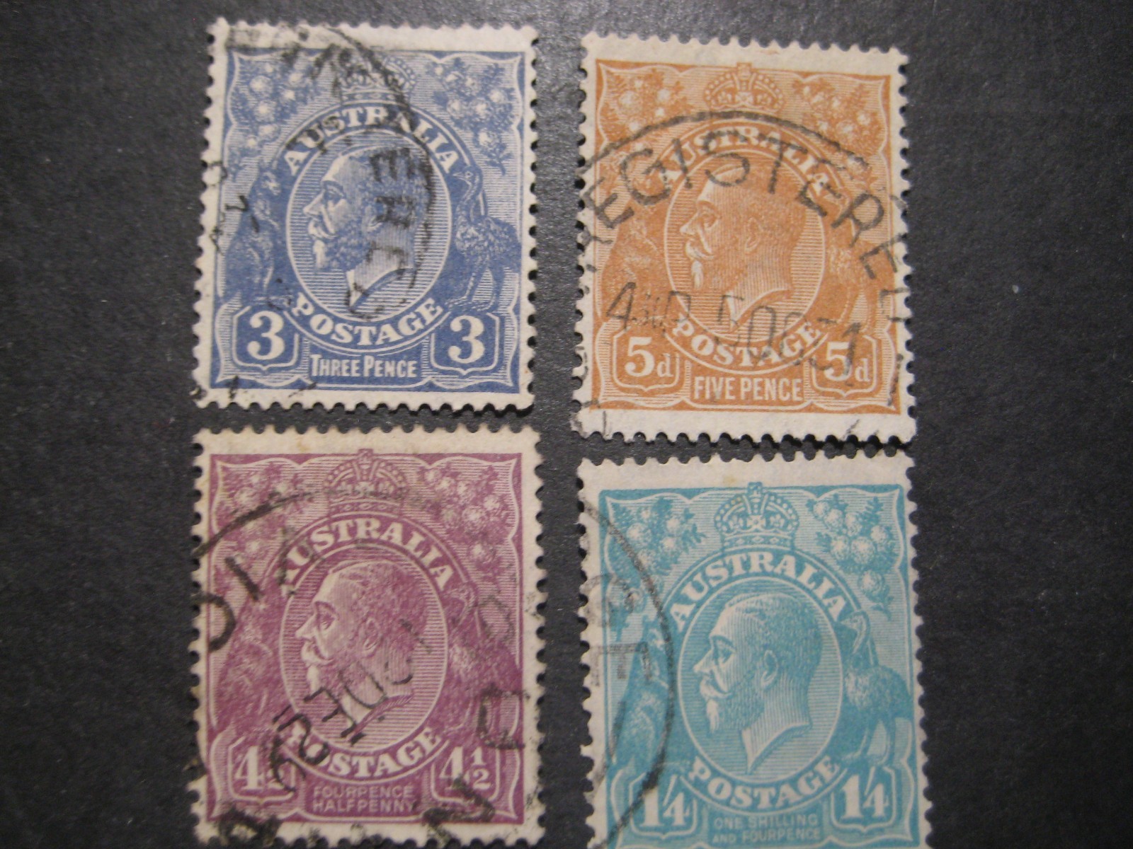 Australia #72,74a,75-76 Used- WDWPhilatelic (N9X)  (3/26)
