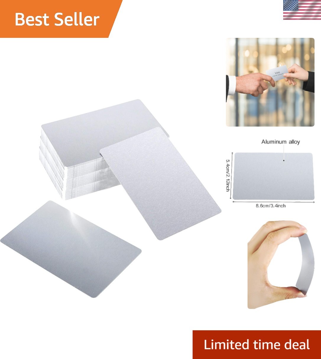 Versatile 150 PCS Aluminum Business Cards - 3.4'' x 2.1'' for Any Occasion
