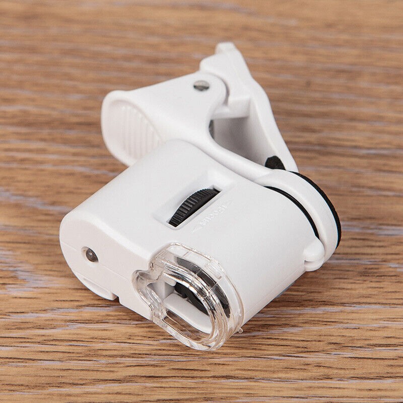 Jewelry 60X Zoom Clip Microscope Clip on Magnifier LED Lens for Smart Phone mini