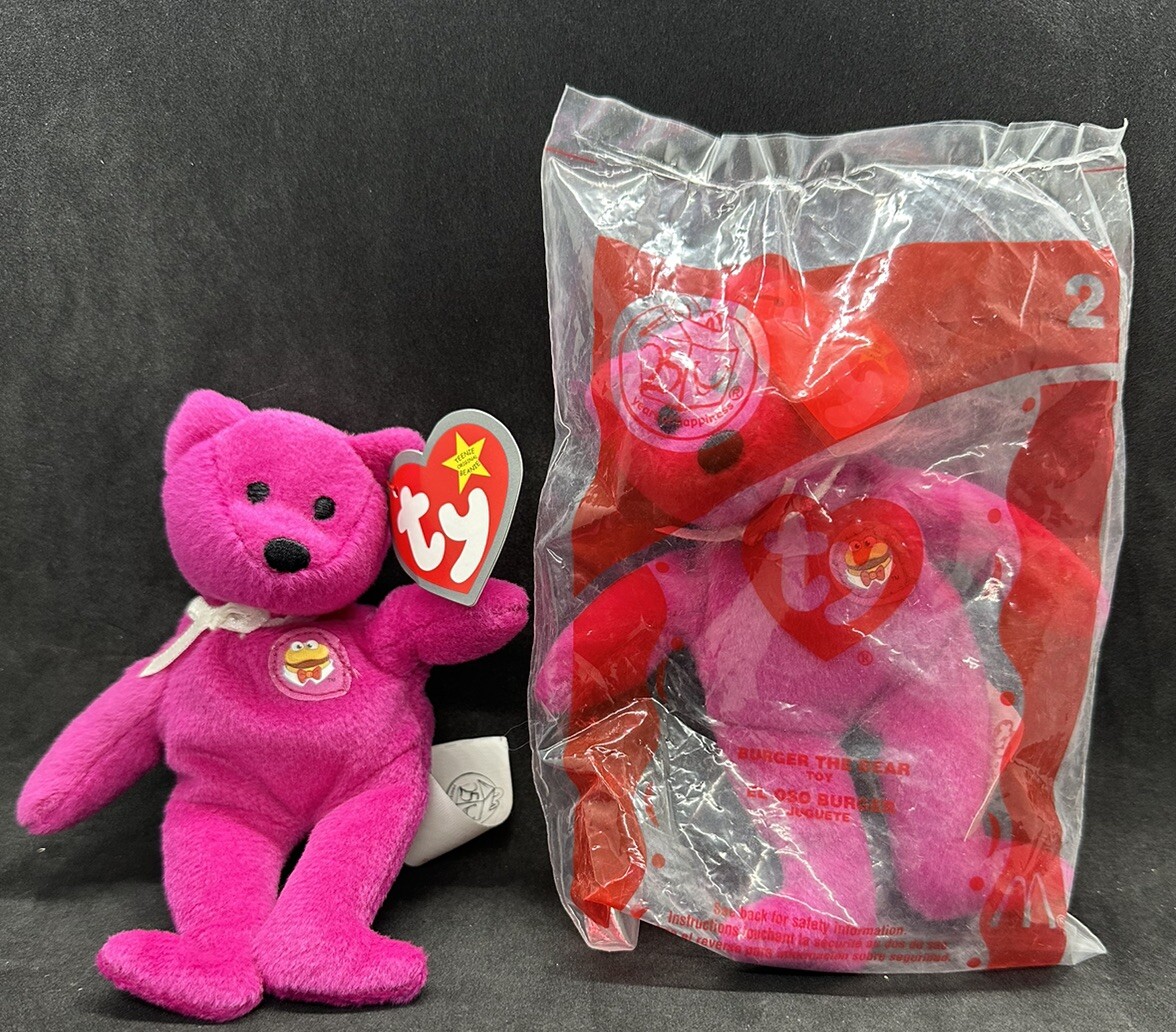 Ty Teenie Beanie Baby Burger The Bear #2 McDonalds Happy Meal Toy 2004