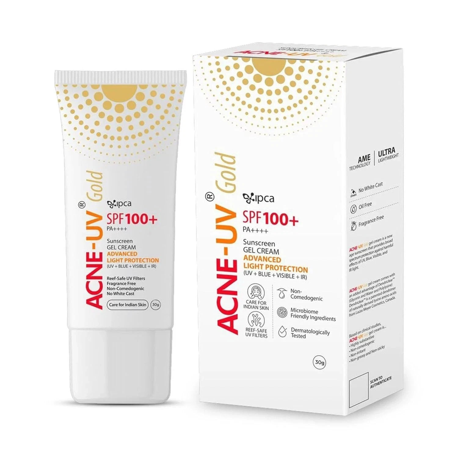 IPCA ACNE-UV GOLD Sunscreen SPF 100+ PA++++Oil Free, Silicone Gel Sunscreen