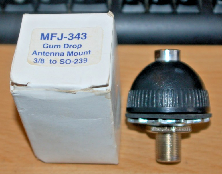NEW MFJ-343, ANTENNA MOUNT, GUM DROP, 3/8 TO SO-239