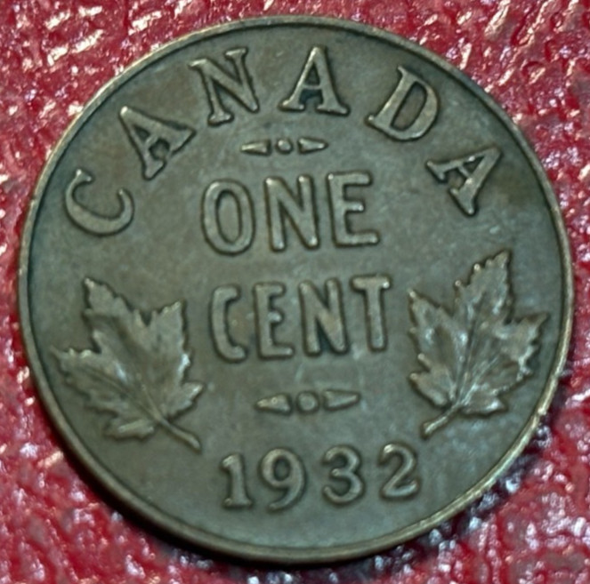 FINE/VF 1932 CANADA SMALL ONE 1 CENT COIN-FEB232