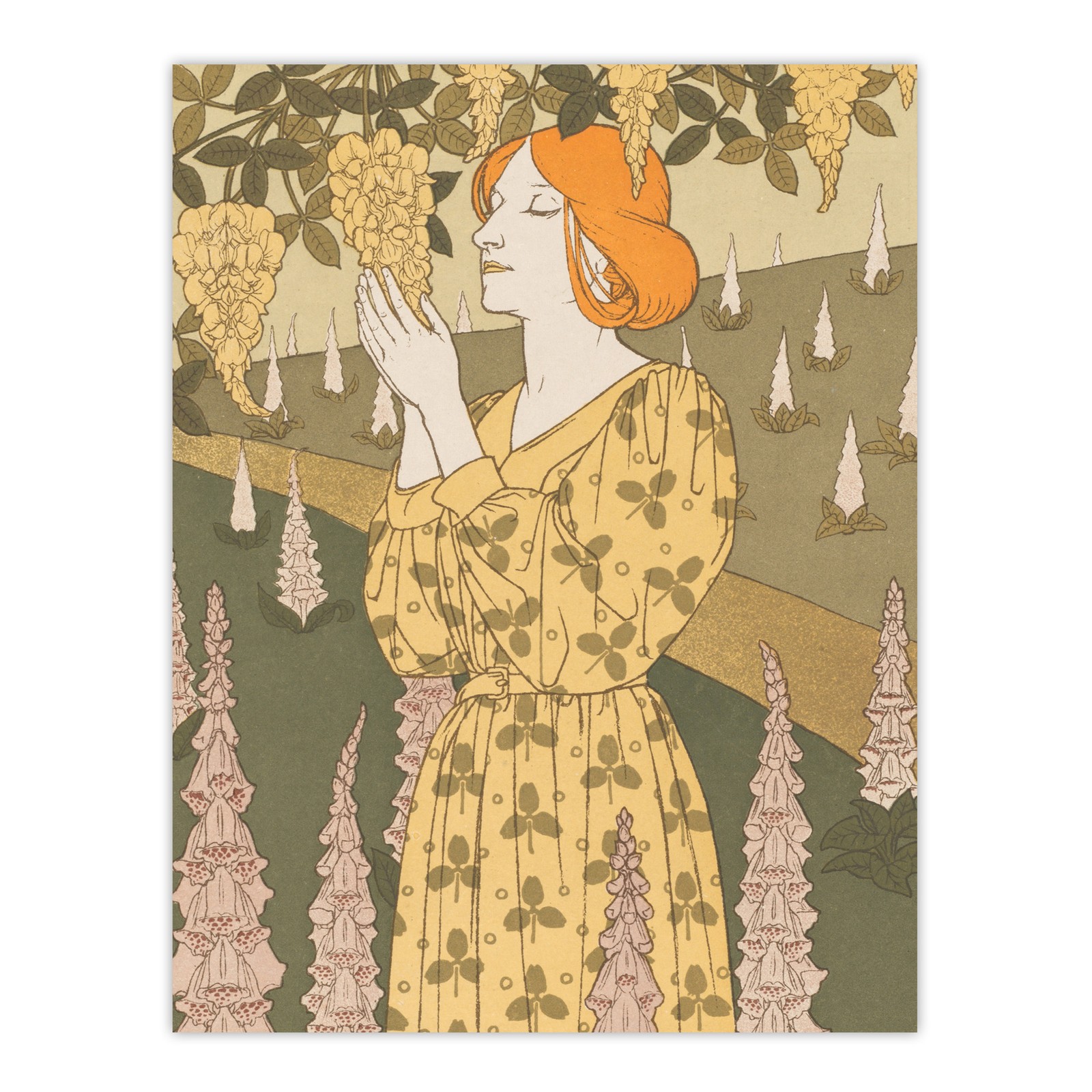 Laburnum and Foxglove Vintage Floral Framed Wall Art Print Verneuil