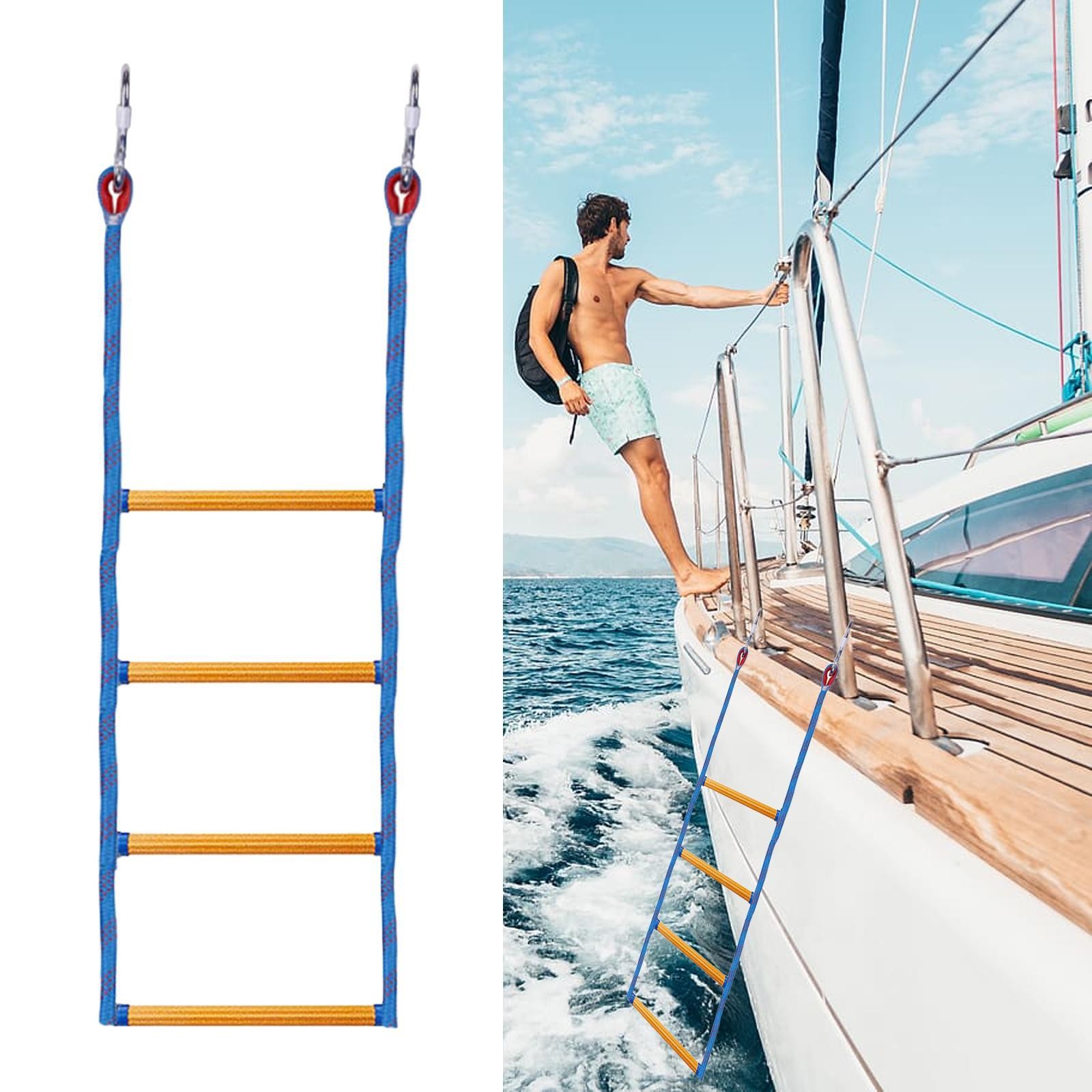 Outdoor Climbing Ladder Boat Rope Ladder Boat Ladder Extension 4 Steps Foldable