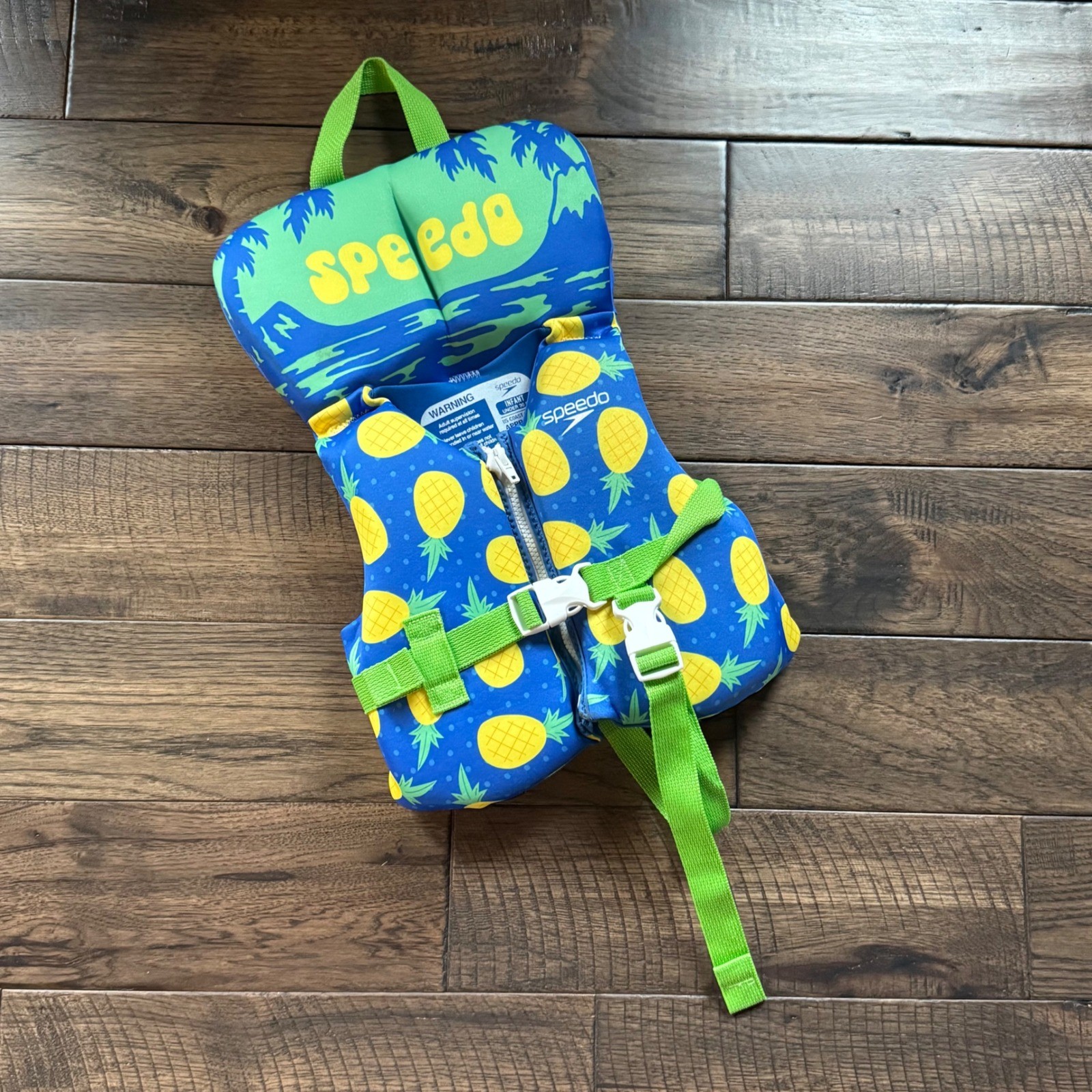 Speedo Infant Life Jacket USCG Type II PFD Blue Pineapple Print Under 30 lbs