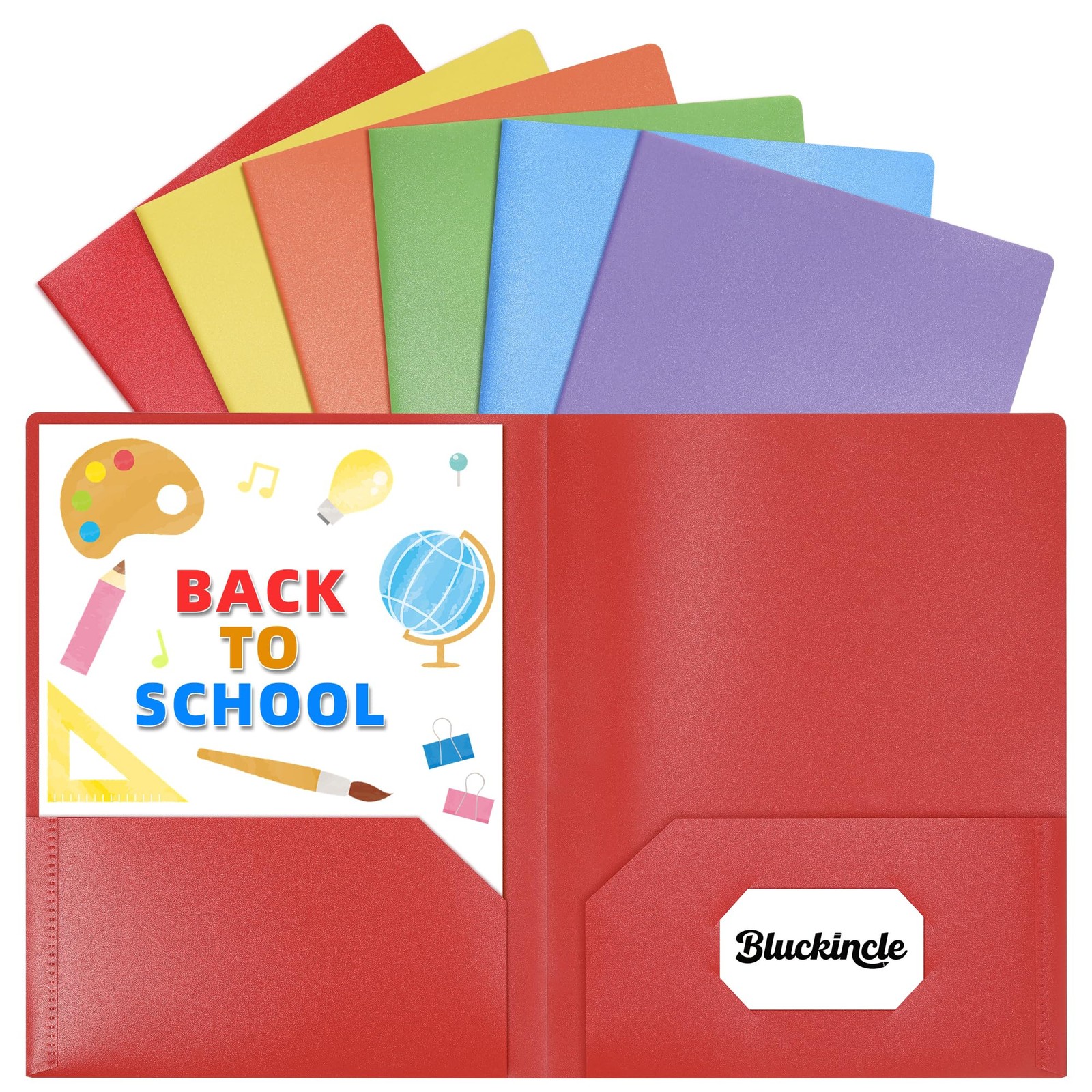 Folders with Pockets, 2 Pocket Plastic Folder Pockets for Rainbow Colors 