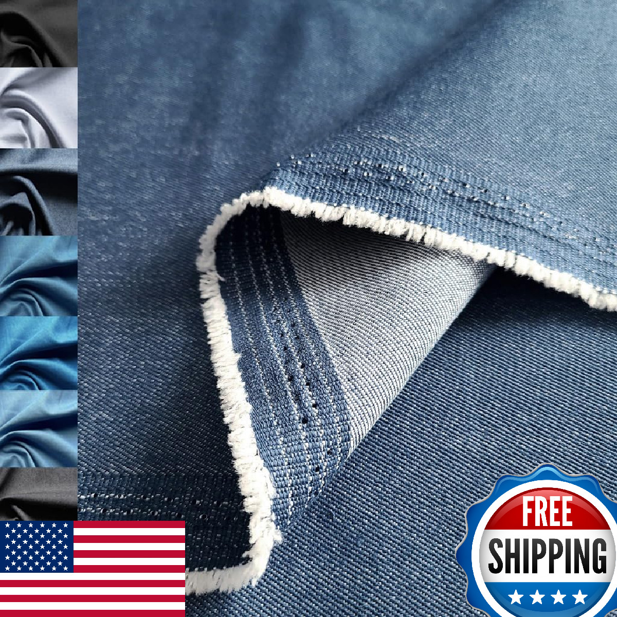 3-Yards 8 oz Navy Blue Denim Fabric for Sewing, Crafting