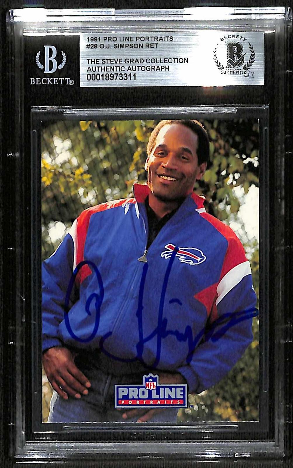 O.J. Simpson Bill HOF Signed 1991 Pro Line Portraits Card Beckett