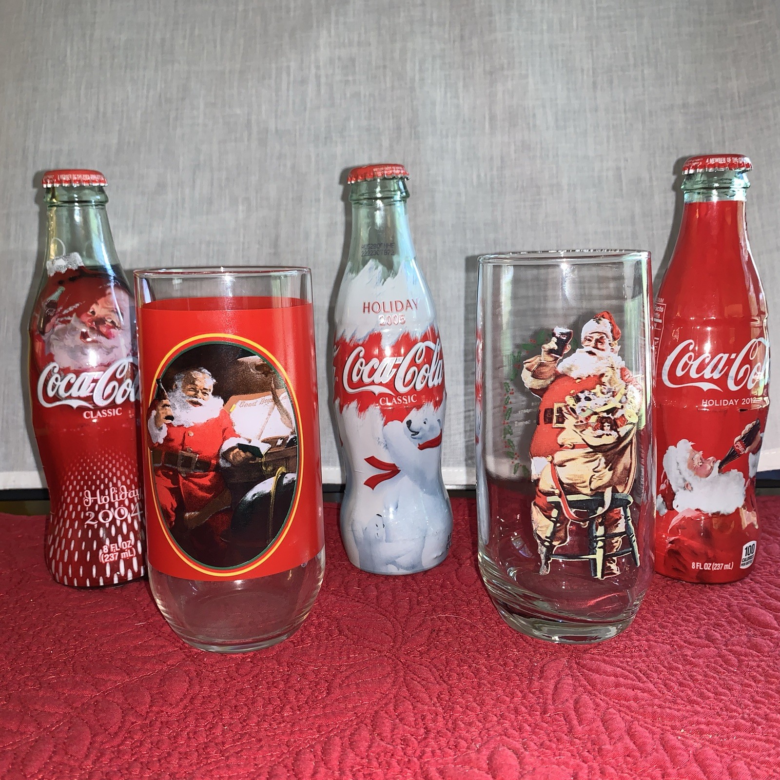 Coca- Cola Christmas Bottles & Christmas Tumblers Glasses