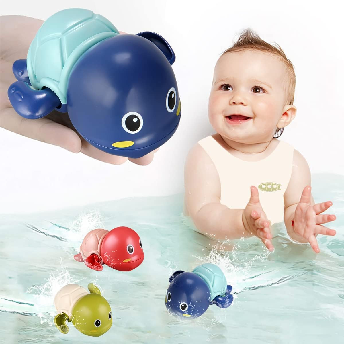 Bath Toys, 3 Pack Cute Swimming Turtle Bath Toy for Toddlers 1-3, New Born Baby 