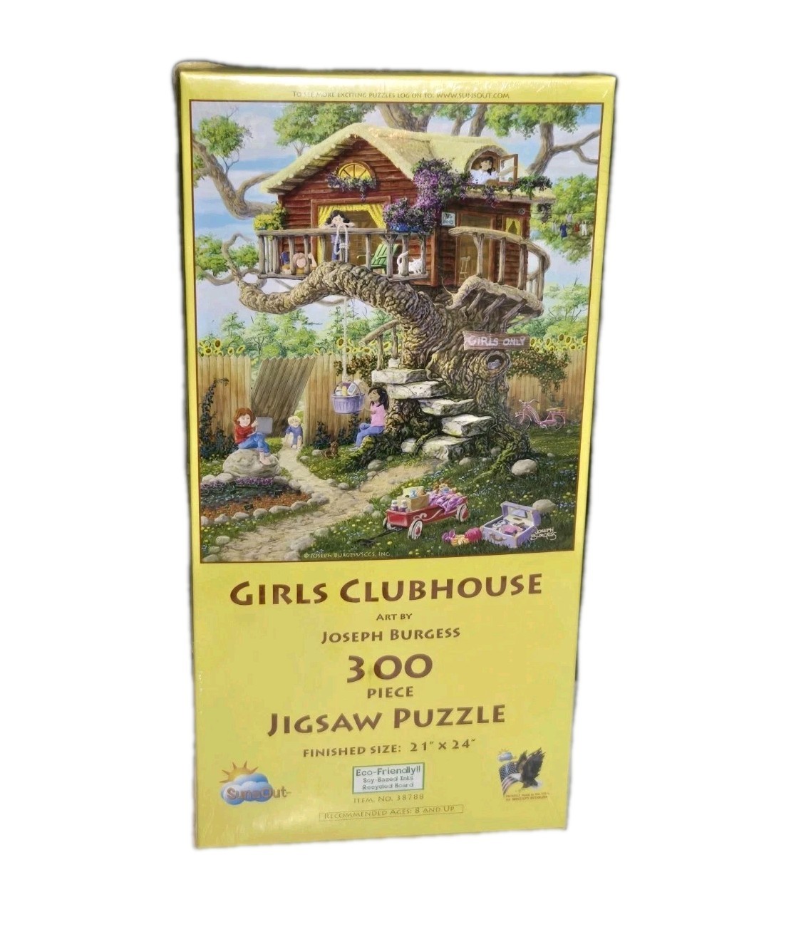 NEW SunsOut 300 Piece Puzzle GIRLS CLUBHOUSE Joseph Burgess Art Treehouse SEALED