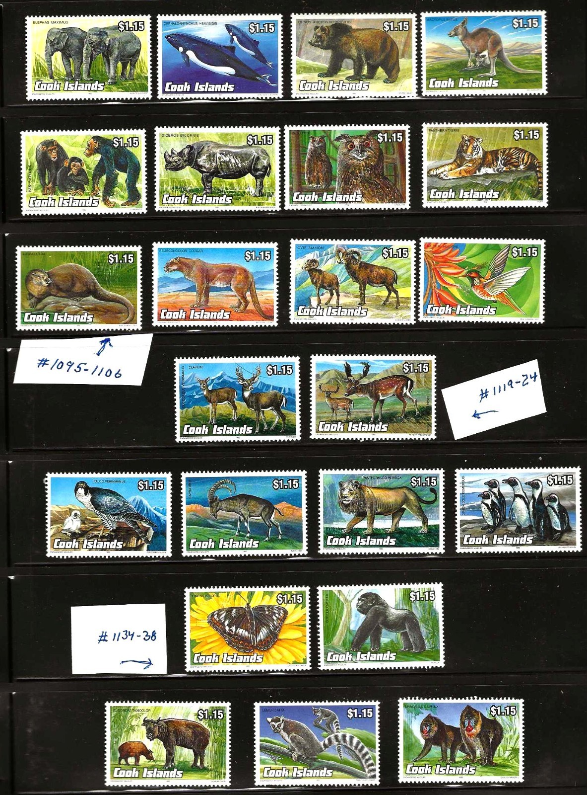 Cook Islands 3 Diff Cpl MNH Sets #1095-06,1119-24,1134-38 Wildlife M6195