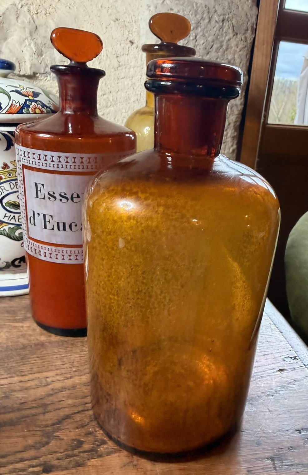 Antique apothecary jar - Amber glass