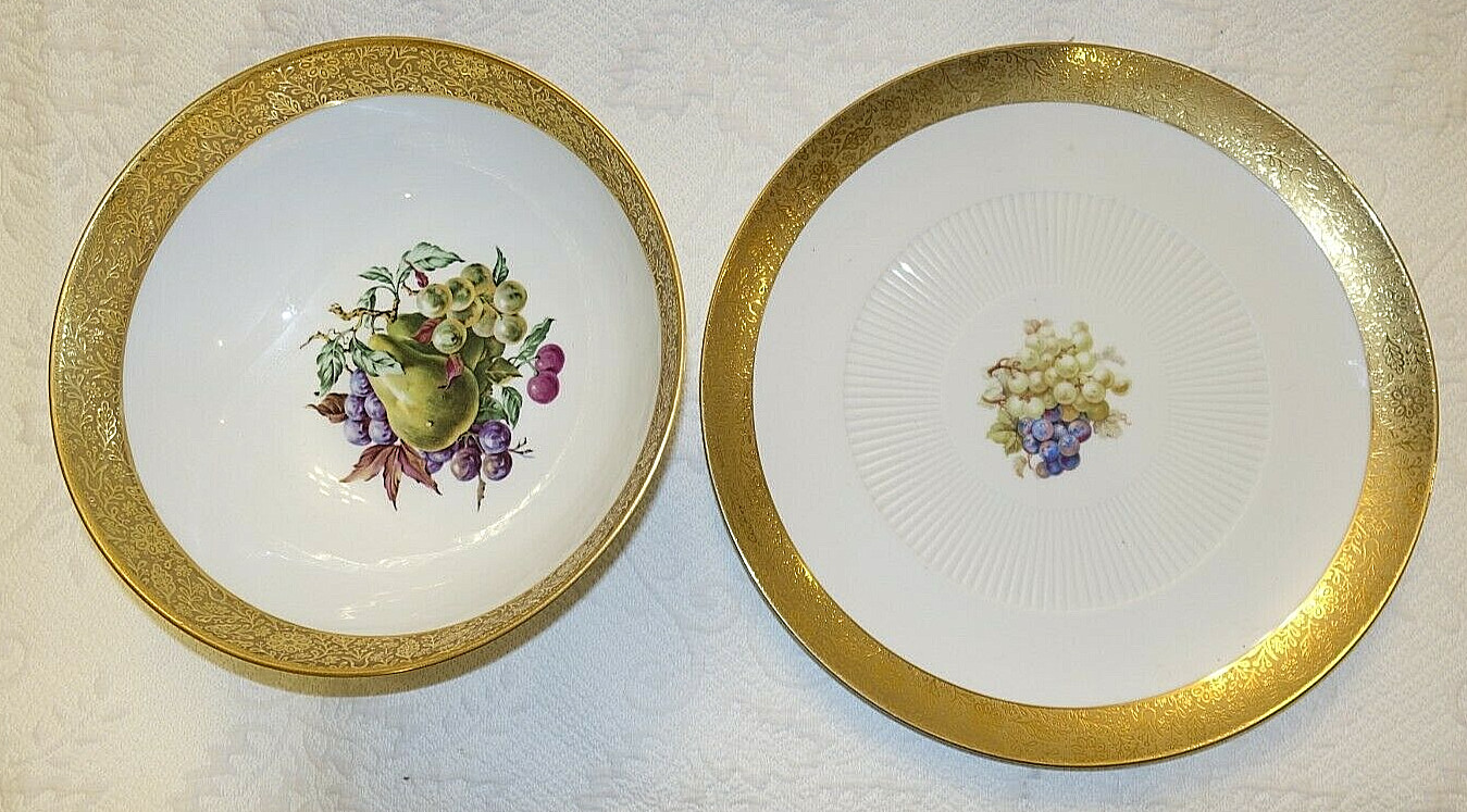 Lorenz Hutschenreuther Selb Gilded Gold  Serving Bowl & Underplate Germany