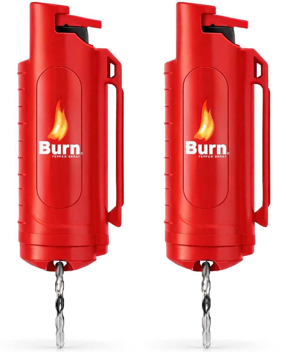 2 Pack Burn Pepper Spray Keychain 0.5oz Police Strength OC Self Defense Red