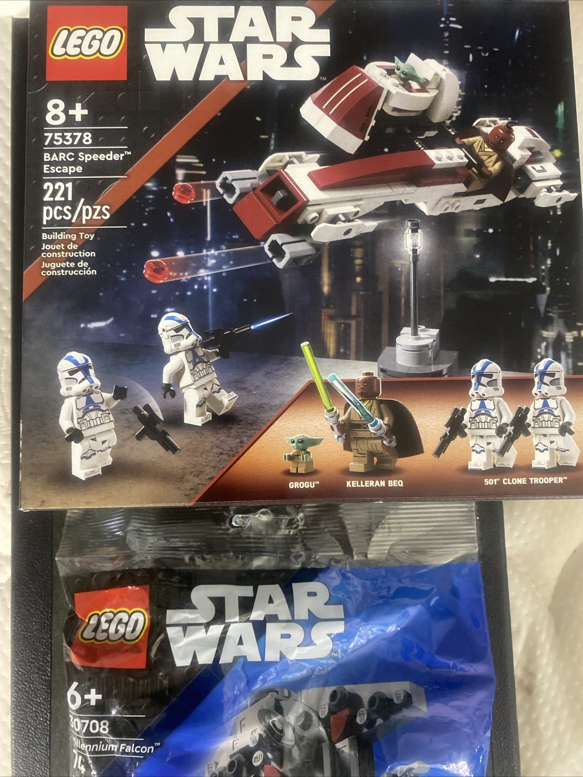 LEGO Star Wars BARC Speeder Escape RETIRED Mandalorian 75378 & Falcon Poly 30708