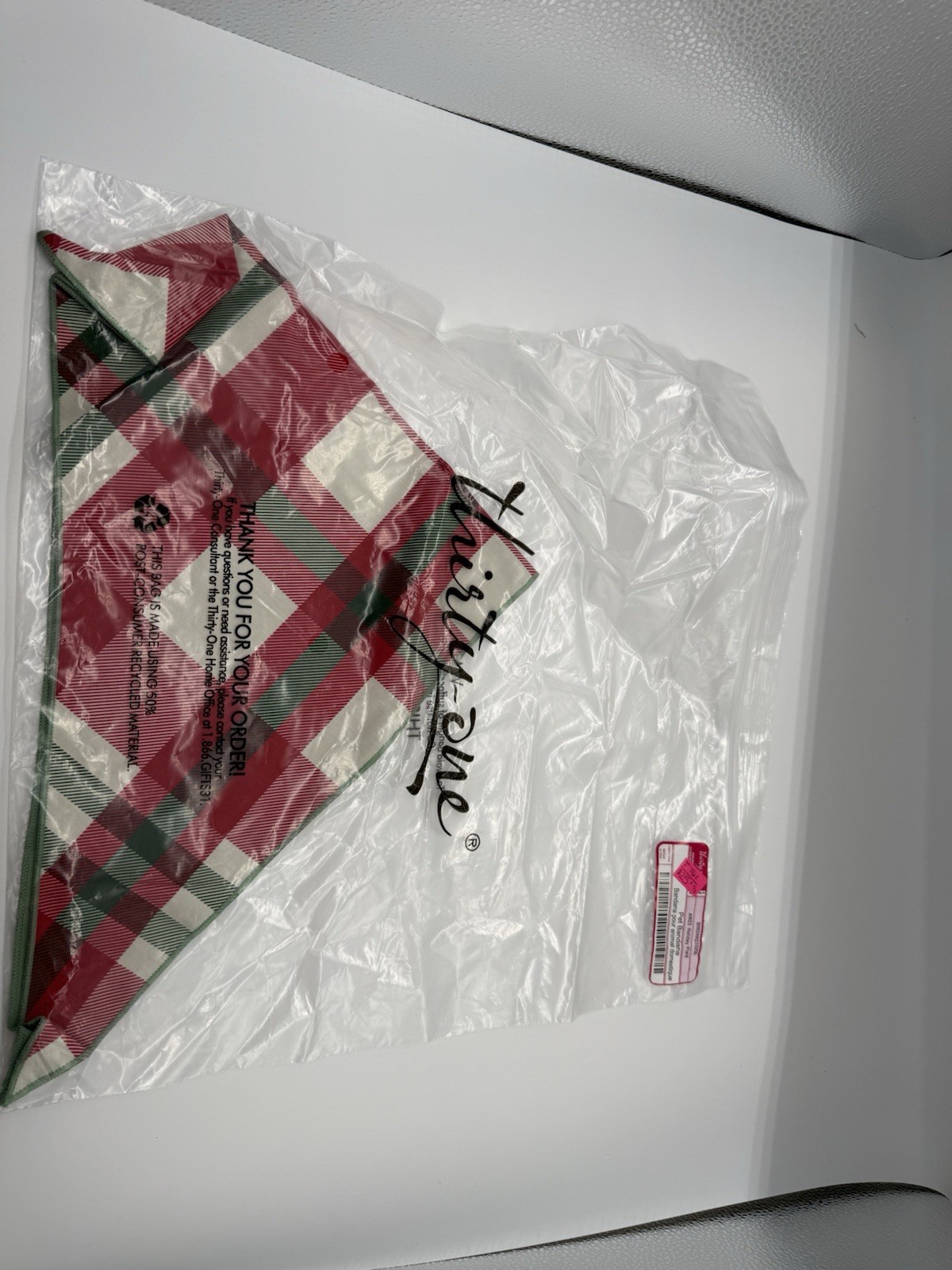 Thirty One Pet Bandana - Holiday Plaid - New