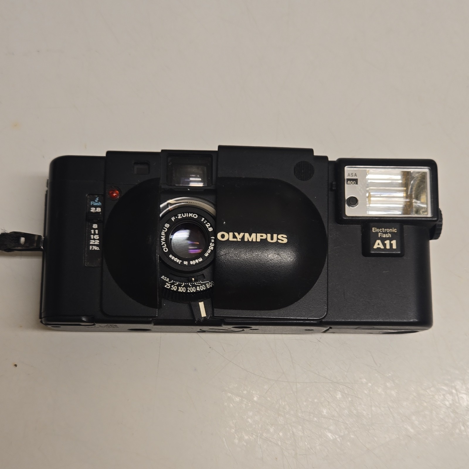Olympus XA Clamshell camera with Flash Attachment