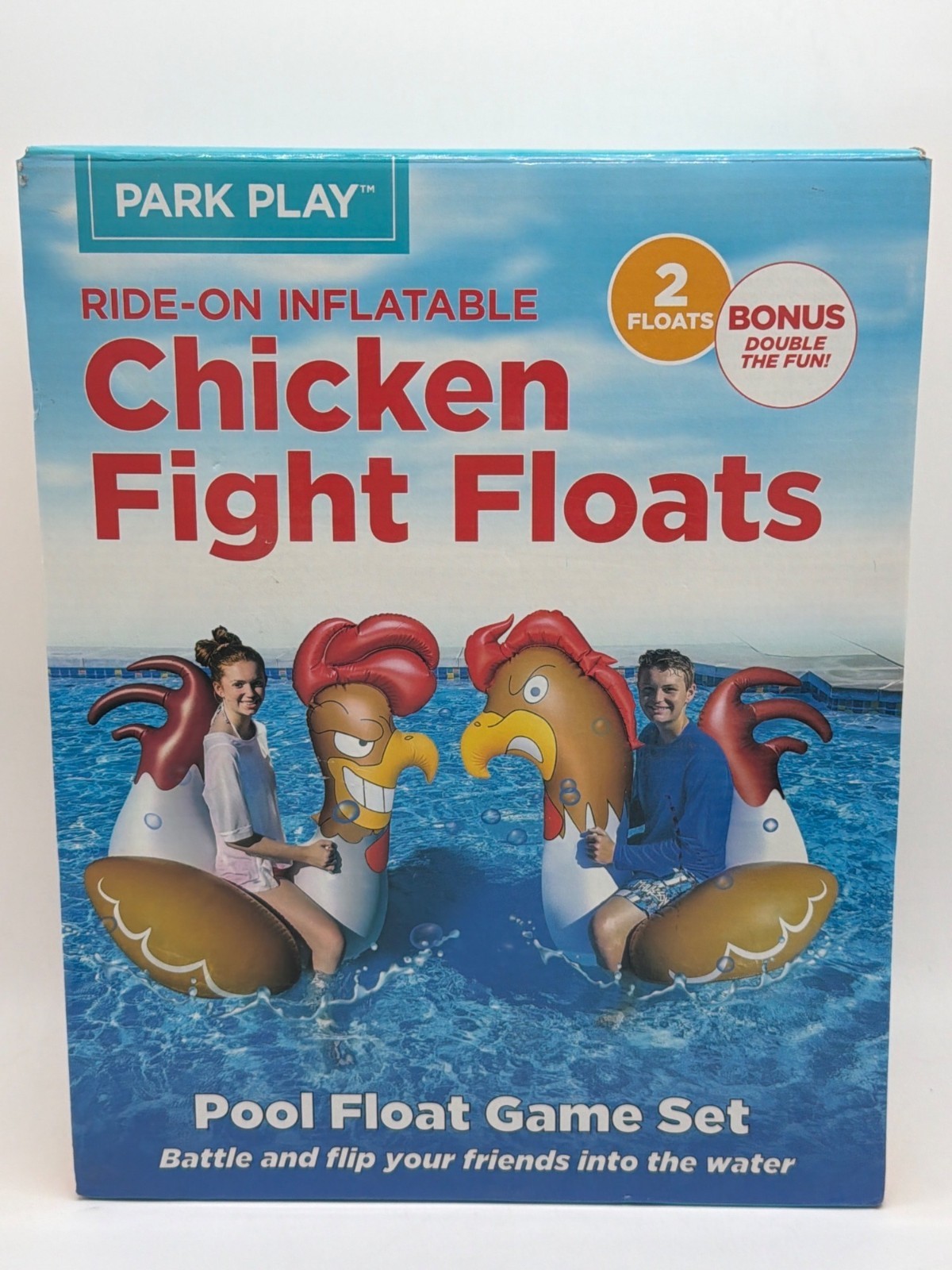 Ride-On Inflatable Chicken Fight Floats Pool Game Set 2 Pack Ages 8+