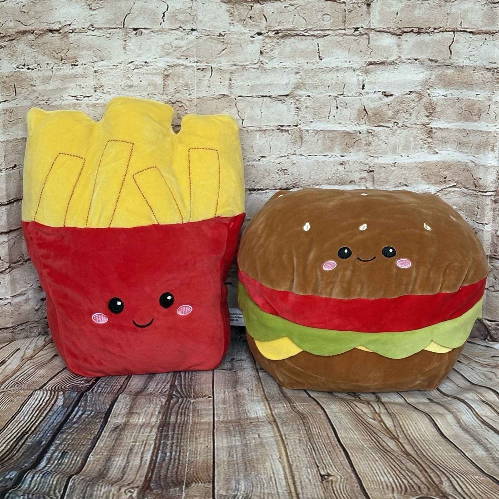 Midwood Brands Kawaii Foodie Plush Set Squishy Hamburger & French Fries Lovey
